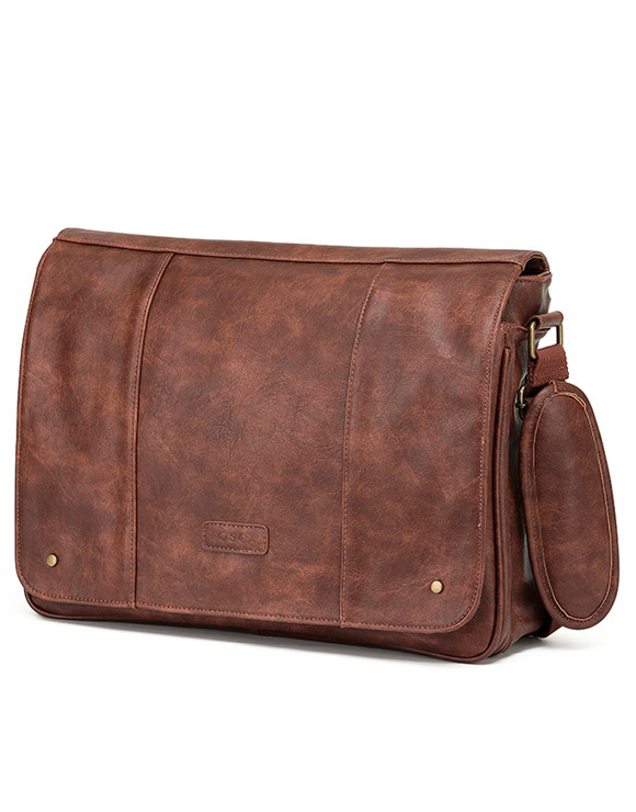 VEGAN LEATHER MESSENGER BROWN TOSCA