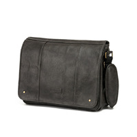 VEGAN LEATHER MESSENGER - ASH BLACK