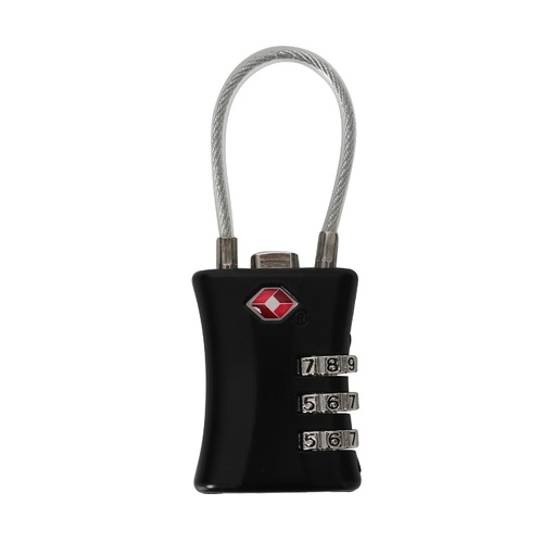 TSA COMBO LOCK WITH CABLE -BLK