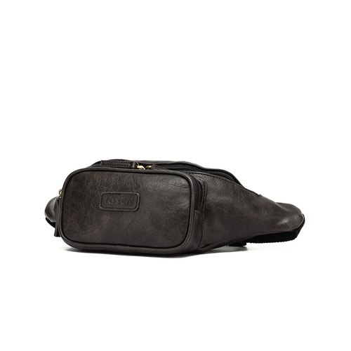 VEGAN LEATHER WAIST BAG - ASH BLACK